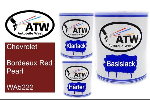 Chevrolet, Bordeaux Red Pearl, WA5222: 1L Lackdose + 1L Klarlack + 500ml Härter - Set, von ATW Autoteile West.